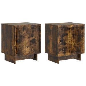 vidaXL Nachtkastje 2 pcs Gerookt eiken 43 x 34,5 x 50 cm Bewerkt hout
