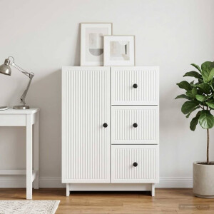 vidaXL Dressoir met lade Hoogglans Wit 66 x 34,5 x 90 cm Bewerkt hout