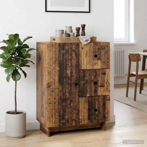 vidaXL Dressoir met lade Oud hout 66 x 34,5 x 90 cm Bewerkt hout