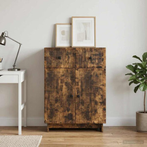 vidaXL Dressoir met lade Gerookt eiken 66 x 34,5 x 90 cm Bewerkt hout