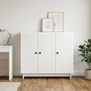 vidaXL Dressoir Hoogglans Wit 89 x 34,5 x 80 cm Bewerkt hout
