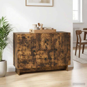 vidaXL Dressoir met lade Gerookt eiken 89 x 34,5 x 60 cm Bewerkt hout