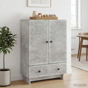 vidaXL Dressoir Beton Grijs 66 x 34,5 x 95 cm Geconstrueerd hout