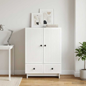 vidaXL Dressoir Hoogglans Wit 66 x 34,5 x 95 cm Geconstrueerd hout