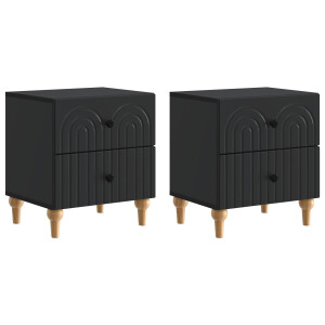 vidaXL Nachtkastje met lade 2 pcs Zwart 43 x 34,5 x 48 cm Bewerkt hout