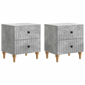 vidaXL Nachtkastje 2 pcs Betongrijs 43 x 34,5 x 48 cm Bewerkt hout
