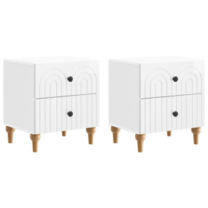 vidaXL Nachtkastje 2 pcs Hoogglans Wit 43 x 34,5 x 48 cm Bewerkt hout