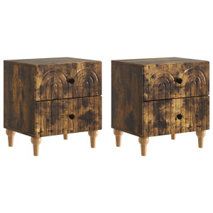 vidaXL Nachtkastje 2 pcs Gerookt eiken 43 x 34,5 x 48 cm Bewerkt hout