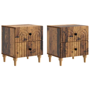 vidaXL Nachtkastje 2 pcs Oud hout 43 x 34,5 x 48 cm Bewerkt hout