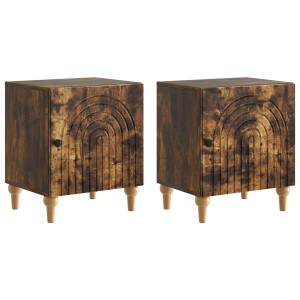 vidaXL Nachtkastje 2 pcs Gerookt eiken 43 x 34,5 x 50 cm Bewerkt hout