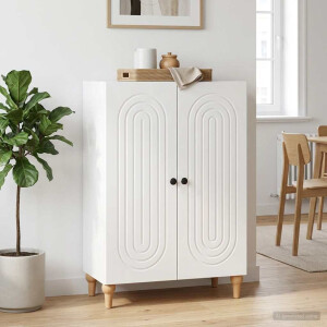 vidaXL Dressoir Hoogglans Wit 66 x 34,5 x 90 cm Bewerkt hout
