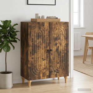 vidaXL Dressoir Gerookt eiken 66 x 34,5 x 90 cm Bewerkt hout