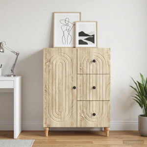 vidaXL Dressoir met lade Sonoma Eiken 66 x 34,5 x 90 cm Bewerkt hout