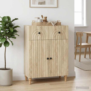 vidaXL Dressoir met lade Sonoma Eiken 66 x 34,5 x 90 cm Bewerkt hout