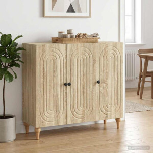 vidaXL Dressoir Sonoma Eiken 89 x 34,5 x 80 cm Bewerkt hout