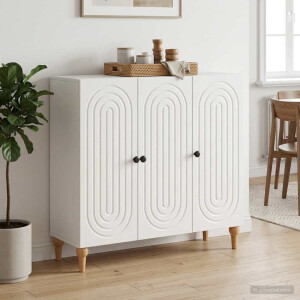 vidaXL Dressoir Hoogglans Wit 89 x 34,5 x 80 cm Bewerkt hout