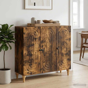 vidaXL Dressoir Gerookt eiken 89 x 34,5 x 80 cm Bewerkt hout