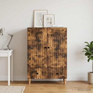 vidaXL Dressoir met lade Gerookt eiken 66 x 34,5 x 95 cm Bewerkt hout