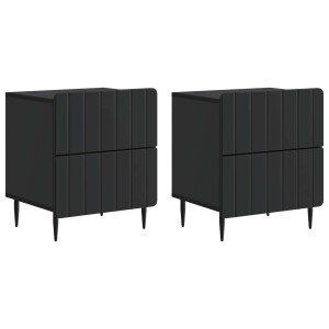vidaXL Nachtkastje 2 pcs Zwart 43 x 34,5 x 49,5 cm Bewerkt hout