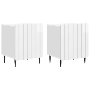 vidaXL Nachtkastje 2 pcs Hoogglans Wit 43 x 34,5 x 52 cm Bewerkt hout
