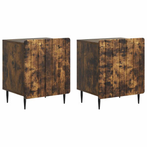 vidaXL Nachtkastje 2 pcs Gerookt eiken 43 x 34,5 x 52 cm Bewerkt hout
