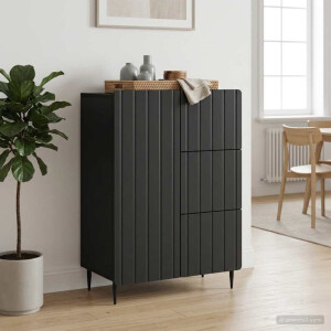 vidaXL Dressoir met lade Zwart 66 x 34,5 x 91,5 cm Bewerkt hout