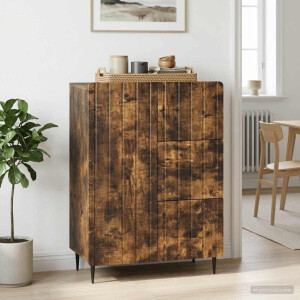 vidaXL Dressoir Gerookt eiken 66 x 34,5 x 91,5 cm Bewerkt hout