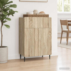 vidaXL Dressoir met lade Sonoma Eiken 66 x 34,5 x 92 cm Bewerkt hout