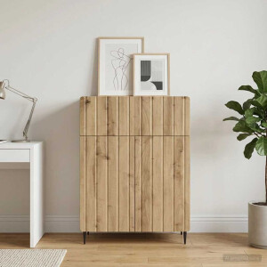 vidaXL Dressoir Artisanaal eiken 66 x 34,5 x 92 cm Bewerkt hout