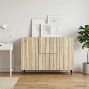 vidaXL Dressoir met lade Sonoma Eiken 89 x 34,5 x 62 cm Bewerkt hout