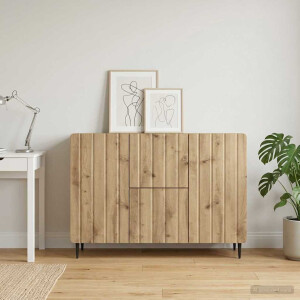 vidaXL Dressoir Artisanaal eiken 89 x 34,5 x 62 cm Bewerkt hout