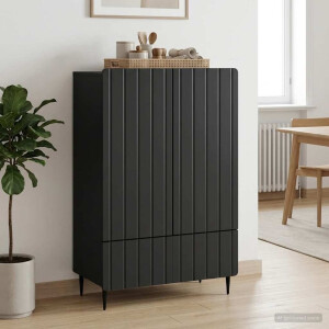 vidaXL Dressoir met lade Zwart 66 x 34,5 x 97 cm Bewerkt hout