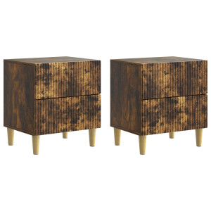 vidaXL Nachtkastje 2 pcs Gerookt eiken 43 x 34,5 x 48 cm Bewerkt hout
