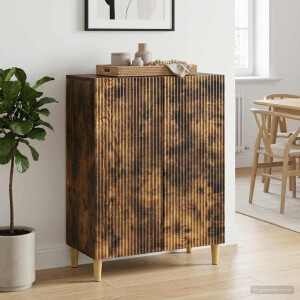 vidaXL Dressoir Gerookt eiken 66 x 34,5 x 90 cm Bewerkt hout