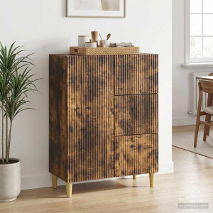 vidaXL Dressoir met lade Gerookt eiken 66 x 34,5 x 90 cm Bewerkt hout