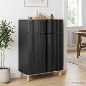 vidaXL Dressoir met lade Zwart 66 x 34,5 x 90 cm Bewerkt hout