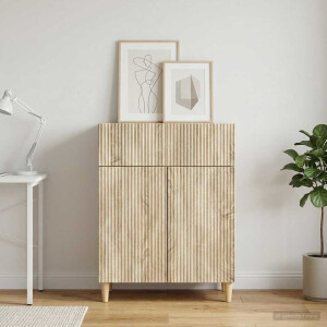vidaXL Dressoir met lade Sonoma Eiken 66 x 34,5 x 90 cm Bewerkt hout