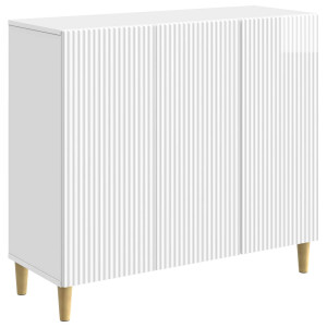 vidaXL Dressoir Hoogglans Wit 89 x 34,5 x 80 cm Bewerkt hout