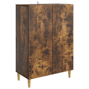 vidaXL Dressoir met lade Gerookt eiken 66 x 34,5 x 95 cm Bewerkt hout