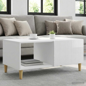 vidaXL Salontafel Hoogglans Wit 90 x 50 x 40 cm Bewerkt hout