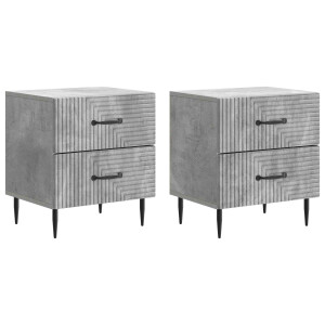 vidaXL Nachtkastje 2 pcs Betongrijs 43 x 34,5 x 47,5 cm Bewerkt hout