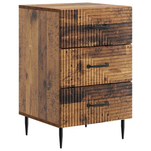 vidaXL Nachtkastje met lade Oud hout 43 x 41 x 66,5 cm Bewerkt hout