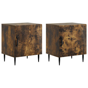 vidaXL Nachtkastje 2 pcs Gerookt eiken 43 x 34,5 x 50 cm Bewerkt hout