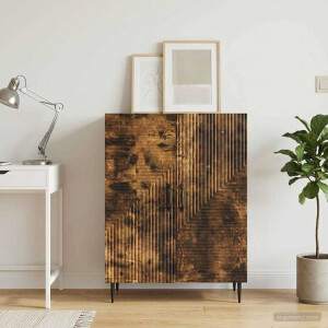 vidaXL Dressoir Gerookt eiken 66 x 34,5 x 89,5 cm Bewerkt hout