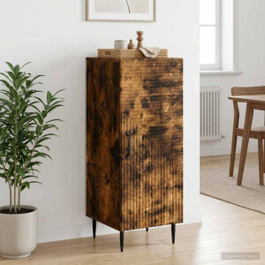 vidaXL Dressoir Gerookt eiken 33 x 34,5 x 89,5 cm Bewerkt hout