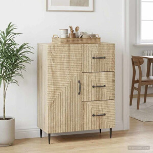 vidaXL Dressoir met lade Sonoma Eiken 66 x 34,5 x 89,5 cm Bewerkt hout
