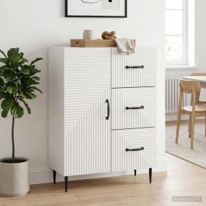 vidaXL Dressoir Hoogglans Wit 66 x 34,5 x 89,5 cm Bewerkt hout