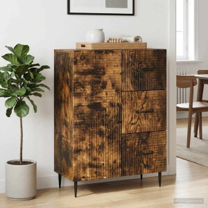 vidaXL Dressoir Gerookt eiken 66 x 34,5 x 89,5 cm Bewerkt hout