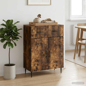vidaXL Dressoir Gerookt eiken 66 x 34,5 x 89,5 cm Bewerkt hout