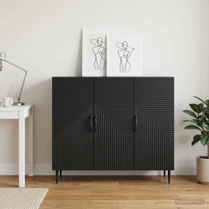 vidaXL Dressoir Zwart 89 x 34,5 x 80 cm Bewerkt hout
